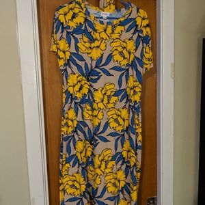 Lularoe Marly Size M Light Pink Yellow&Blue floral